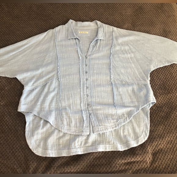 FP We The Free Oversized Cotton Button Down Shirt size LG EUC - Picture 9 of 11